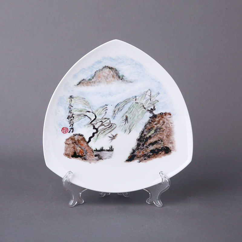 Tangshan ipads porcelain works home plate works from the DIY painting calligraphy Chinese paintings show plate of furnishing articles