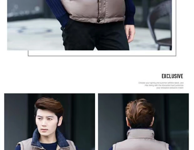 Áo mới cotton xuống cổ nam trung và già cổ áo mùa thu và mùa đông dày ấm áp ấm áp mặc áo vest cỡ lớn ao ghi le