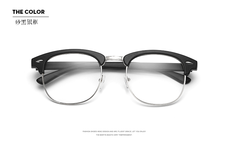 Phiên bản Hàn Quốc của kính retro khung nữ tròn phẳng gương nửa khung kính nam siêu nhẹ với kính cận thị thủy triều mắt kính rayban
