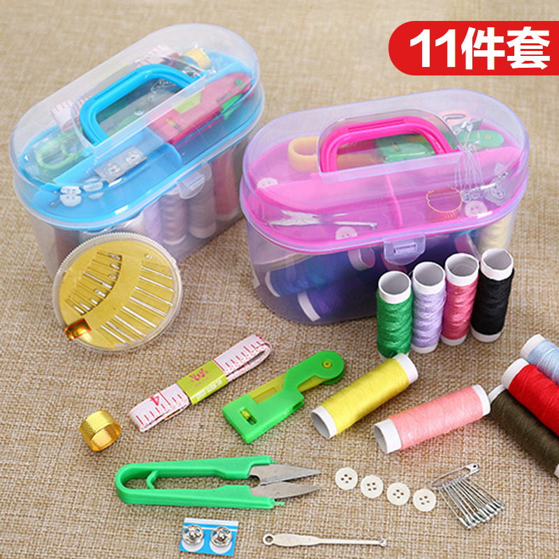 Needlework box Needlework bag 11-piece set of household sewing tools Sewing needlework set Hand sewing storage box
