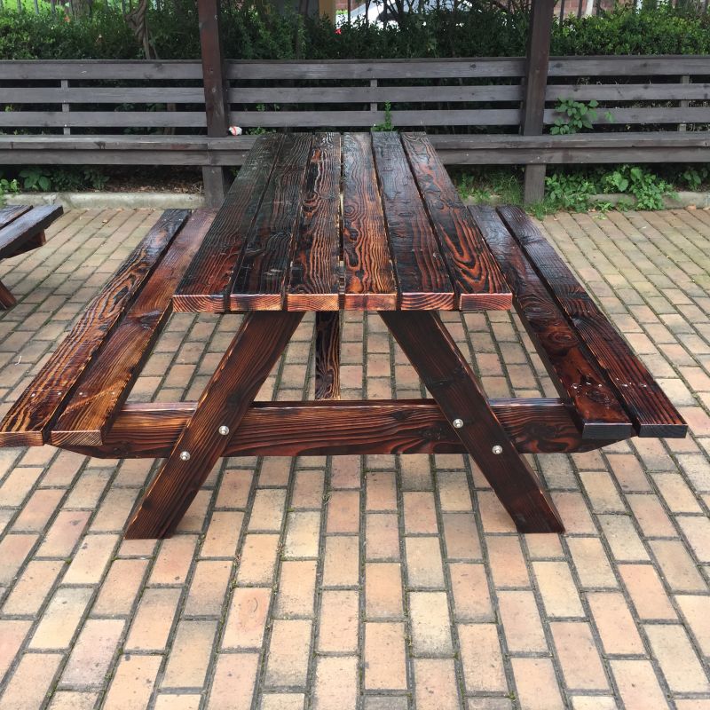 Bàn gỗ rắn và bàn ghế gỗ carbonized Bàn ghế ngoài trời chống ăn mòn bàn ghế gỗ ngoài trời Bàn ghế ngoài trời bàn cà phê ngoài trời - Bàn ghế ngoài trời / sân bàn ghế ngoài trời giá rẻ