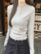 French-Style Simple and Elegant Long-Sleeve T-Shirt for Women, 2025 Autumn Sweet and Age-Reducing Round-Neck Lace Hem Top