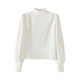 French-Style Half-High Collar Puff Long-Sleeve T-Shirt for Women, New Autumn and Winter Simple White Slim-Fit Thermal Base Layer Shirt ins