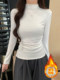 Half-High Collar Solid Color Brushed Thermal Inner T-Shirt for Women 2025 Autumn French Gentle Temperament Versatile Slimming Top