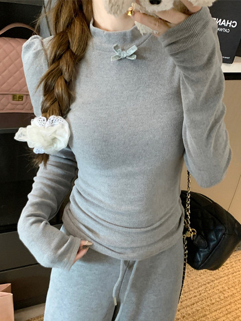 French-Style Gentle and Elegant Bow-Tie Unique Blouse for Women, New Spring High-Neck Design, Brushed Warm Top