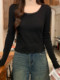 Korean-Style Gentle Lace Patchwork Long-Sleeve T-Shirt for Women, Spring 2026, White Slim-Fit Slimming Base Shirt Top Ins