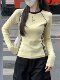 French-Style Sweet Round-Neck Long-Sleeve T-Shirt for Women, 2025 Autumn, Color-Blocked Raglan Stripes, Unique Embroidered Design Top