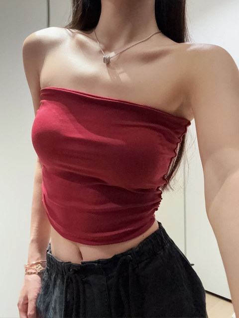 Pure lust-style elastic slim-fitting tube top for women in summer sexy wrapped chest outer wear unique and unique design top