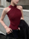 Sexy and Chic One-Shoulder Knitted Vest for Women 2024 Winter Cross-Knotted Halter Top with Multiple Ways to Wear