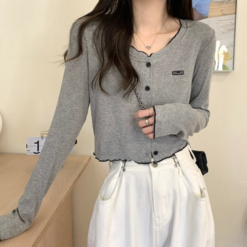 French-Style Age-Reducing Color-Blocked Ruffled Long-Sleeve Cardigan for Women, New Spring/Summer Design, Short and Unique Beautiful Top