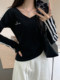 2025 Autumn New Striped V-Neck Versatile Long-Sleeve T-Shirt for Women, Slim Fit Base Shirt, Korean Chic Unique Top