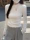 French-Style Simple and Elegant Long-Sleeve T-Shirt for Women, 2025 Autumn Sweet and Age-Reducing Round-Neck Lace Hem Top