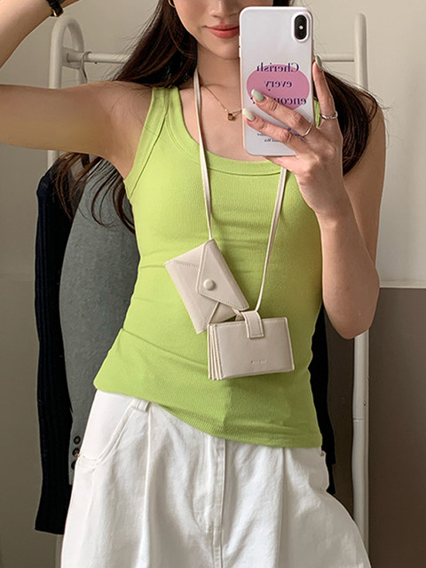 Dopamine wear solid color versatile camisole women's summer new hot girl temperament outer wear inner bottoming top