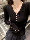 Korean-Style Ins-Style V-Neck Slim-Fit Versatile Knit Sweater for Women, New Spring Model with a Youthful Button Design Pullover Top