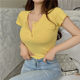2025 Summer New Korean Style Slim Fit Pure Desire Ruffled Ribbed Tight Top Women's Short Sleeve T-Shirt ins Trend