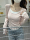 Autumn and Winter 2025 New Style Petite Slim-Fit Color-Blocked Faux Two-Piece T-Shirt for Women, Sweet Pink Versatile Long-Sleeve Base Shirt