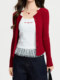 Stylish Red Knit Cardigan for Women, Spring Button-Up Slim-Fit Sweater, Short Jacket for New Year's Outfit