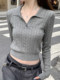 French Retro Twist Knit High-End Polo Collar Top for Women, Early Autumn Short Stylish Fashionable Base Knit Sweater