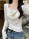 Apricot-Colored, Gentle and Elegant, Slim-Fitting Long-Sleeved T-Shirt for Women, New Autumn Style, Fake Two-Piece, Half-Open Collar, Slim and Unique Base Shirt