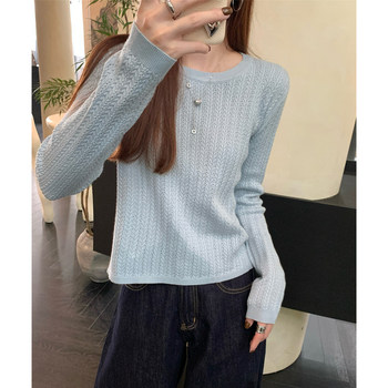 2025 Autumn/Winter New Korean Style Gentle Slim-Fit Knit Sweater for Women, Round Neck Soft and Delicate Twisted High-End Sweater Top
