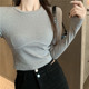 White Long-Sleeve T-Shirt for Women, Autumn and Winter Korean Style, Stylish Design, Cropped Top That Exposes the Navel, Base Layer Inner Top ins