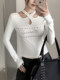 Sexy Hot Girl Cross Halter Neck Unique Letter Print T-Shirt for Women, Autumn and Winter Brushed Hollow Design Short Top