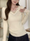 High-End Diamond-Encrusted Lace-Trimmed Knit Sweater for Women, New Autumn and Winter Style, Pure and Alluring, Super Beautiful and Unique Top