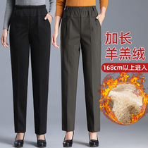 Middle Aged Women Pants Thickened Goat Suede Womens Clothing Autumn Winter Middle Aged Mother Pants 2021 Casual Pants Plus Suede Lengthened Trousers