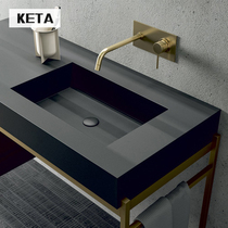 Pure black square one-piece wall-mounted artificial stone basin artificial stone toilet wash basin household customization