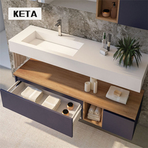 Invisible water artificial stone lower basin toilet wash basin washbasin wash basin bathroom cabinet combination customization