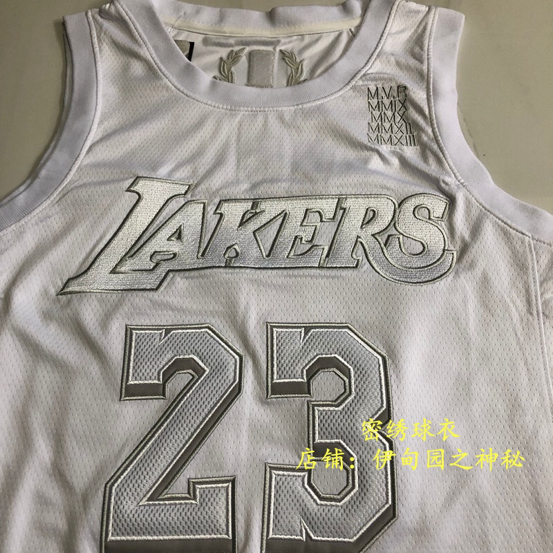 Seamless Dropshipping, Densely Embroidered Version, Lakers No. 23 All-White and Black Mvp Jersey, James Basketball Uniform, Championship Edition Embroidery