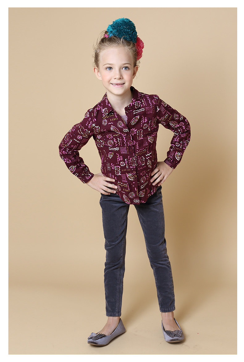 Baba Town Girls In áo ve áo Mùa xuân mới Cotton Sanded Áo sơ mi trẻ em dài tay Top 4442 đồ cho bé gái
