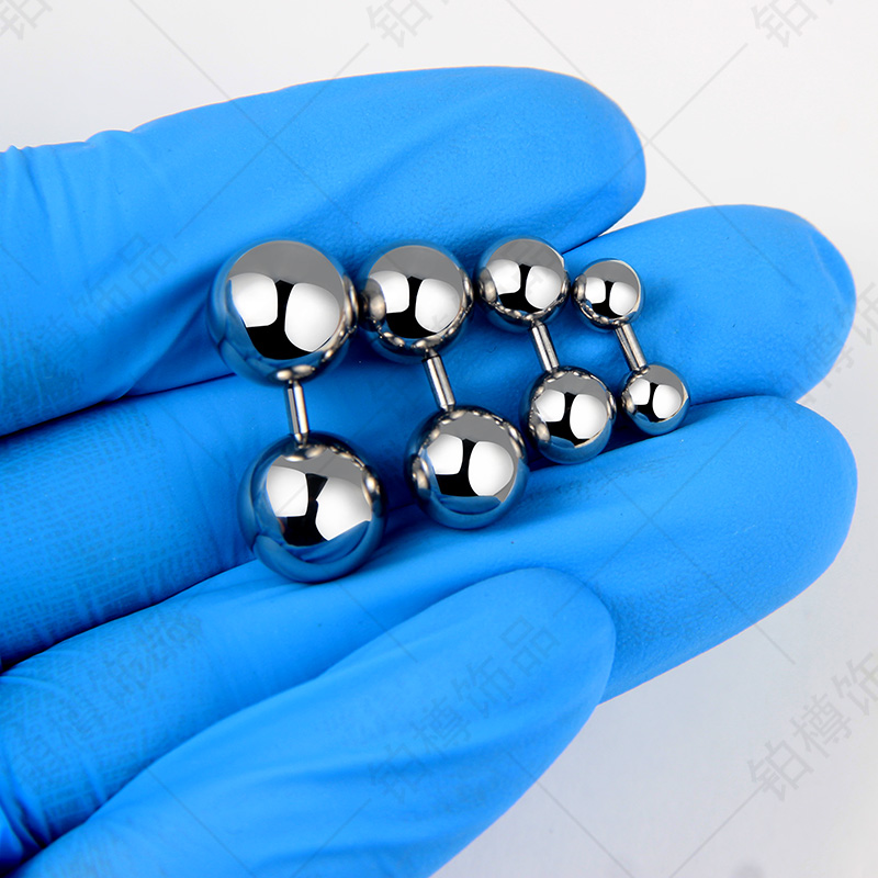 Titanium steel male yin ring female nail straight bar tie nail tie ring big ball milk ring milk nail PA ring male piercing jewelry