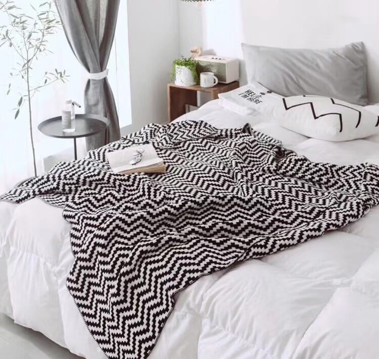 Bắc Âu sofa ngủ chăn bông điều hòa chăn mùa hè giải trí chăn chăn chăn mền chăn trang trí chăn đen - Ném / Chăn chăn lông cừu nhân tạo