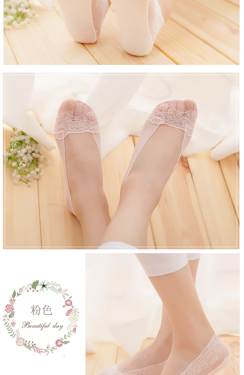 Vớ thuyền ren nữ mùa xuân và mùa thu vô hình nông miệng vớ vớ nữ vớ vớ cotton silicone chống trượt mùa thu và mùa đông màu rắn vớ nam