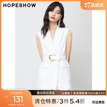 Red sleeves hopeshow summer new womens lapels sleeveless one hand long white casual slim vest