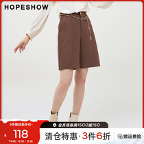 mall same style hopeshow red sleeve spring and autumn new women's solid color straight half length pants