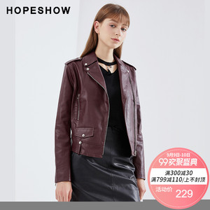 Tay áo màu đỏ của phụ nữ 2018 mùa xuân mới lỏng đầu máy ve áo PU da ngắn tay áo khoác