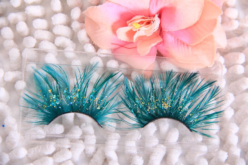 Sân khấu cường điệu hóa trang hiệu suất chụp nghệ thuật sáng tạo vàng cộng với mực xanh sọc lông mi giả - Lông mi giả lông mi giả
