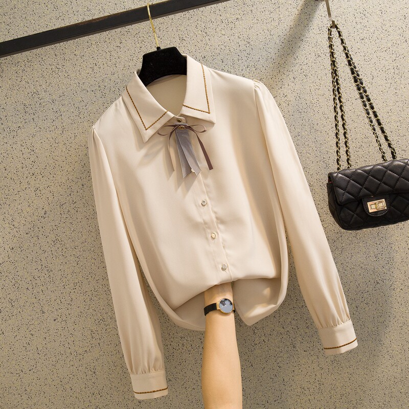 South Korean snowspun shirt woman long sleeve 2020 autumn fit new Korean version shirt to work and beat the undershirt wave