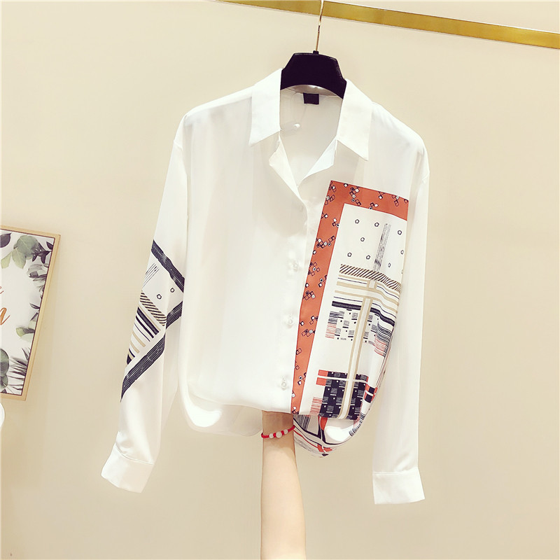 Korean fashion chiffon white shirt women's spring and autumn thin long-sleeved design sense niche sunscreen cardigan foreign pie top summer