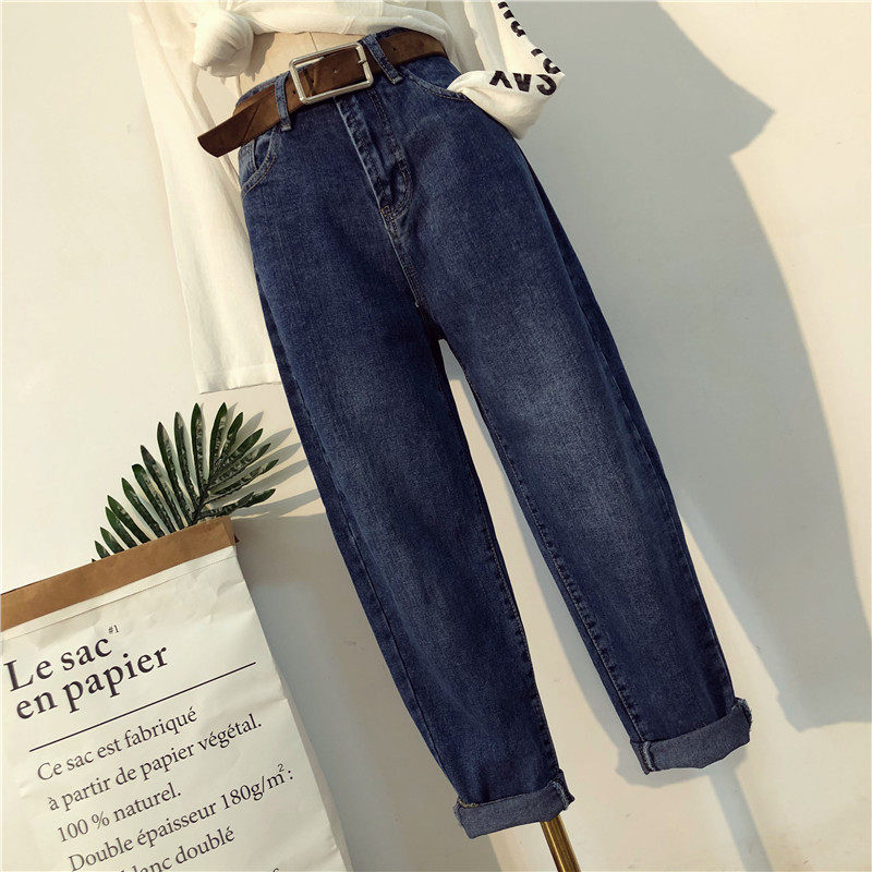 Black High Waist Jeans Woman 2020 Spring Dress New Korean Version Large Size Straight Cylinder Easy To Slim Old Daddy Pants Kharen Pants