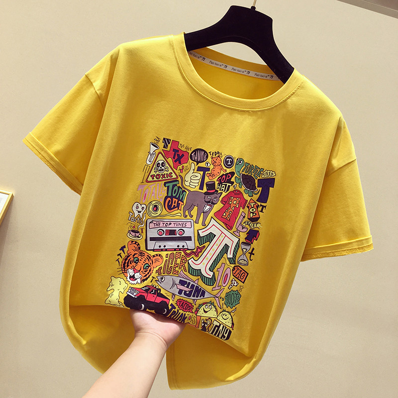 South Korean short sleeve T-shirt female loose Korean version student ins tide 2020 Summer new half sleeve T-shirt pure cotton blouses