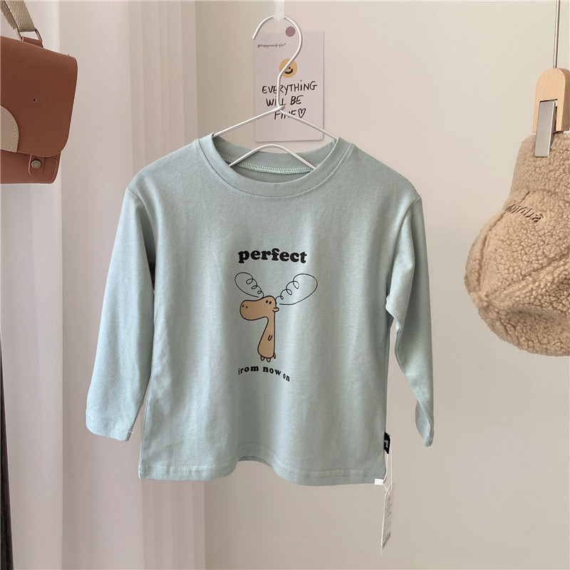 Autumn boys long sleeve deer T-shirt children 2021 new autumn wear round neck spring cotton base shirt baby children's clothing