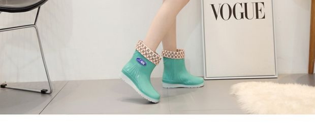 Cộng với giày đi mưa nhung nữ dành cho người lớn mưa giày nam và nữ không thấm nước giày ống ngắn ủng cao su ấm giày cao gót chống trượt thời trang dép nhựa chống nước
