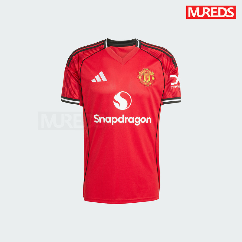 Manchester United's Official Authentic Adidas 25-26 Season Home Men's Fan Version Short-Sleeved Jersey Ji7428