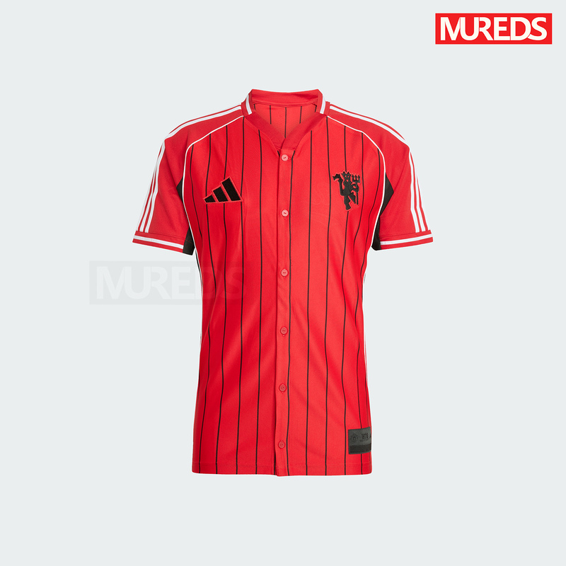 Manchester United Official Authentic Adidas Casual American Sports Style Baseball Shirt Short-Sleeved T-Shirt Jn2832