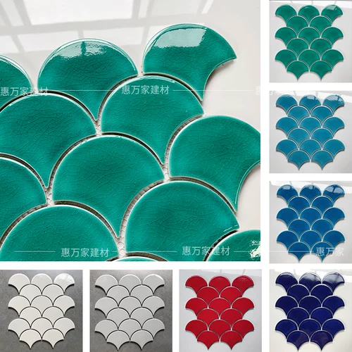 Зеленый ледяной вентилятор -в форме Marseille Tile Кухня ванная комната ванная комната стена кирпич красный зонтик в форме кирпичной рыбы кирпич