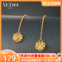 18K Gold Earline Woman Color Gold Hollowed-out Flowers Long earthen Earrings Pendant Color Gold Temperament Sweet and Long Earrings
