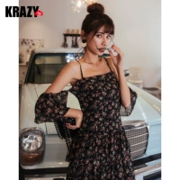 Krazy Сексуальный ретро мегафон, шифоновая весенняя длинная юбка, платье, цветочный принт